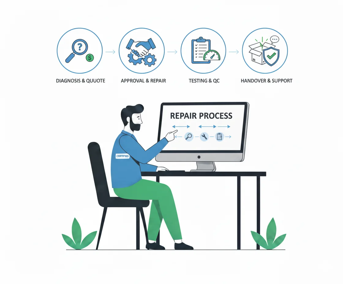 Repair Process for home service for computer repairs in geelong.