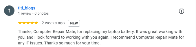 Review 1 on our computer repair service in geelong