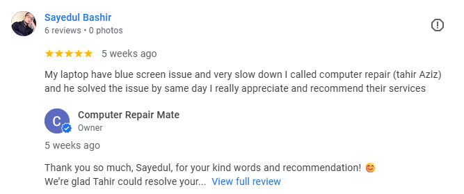 Review 3 on our computer repair service in geelong.png