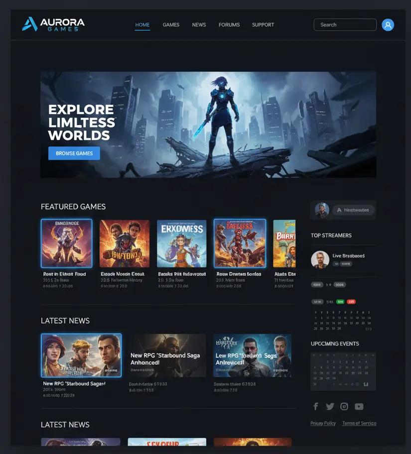 Gaming website design