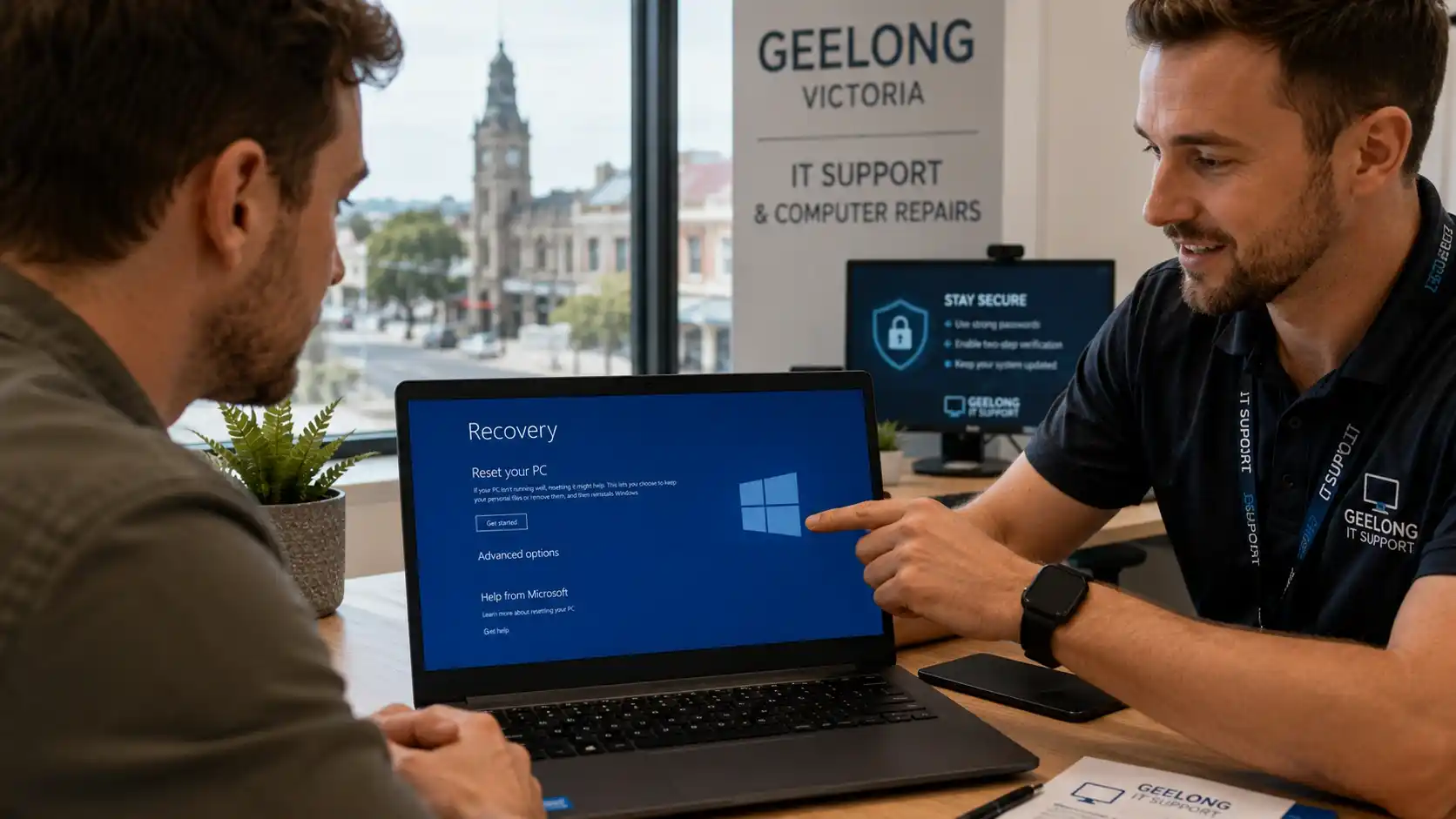 Windows password recovery process for a locked computer in Geelong